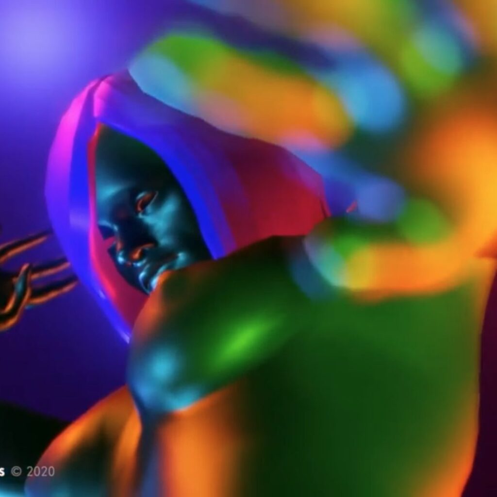 Een afbeelding van het kunstwerk Cyber Dream Scape – Experimentele 3D Animatie (2020) van Pat Bloom